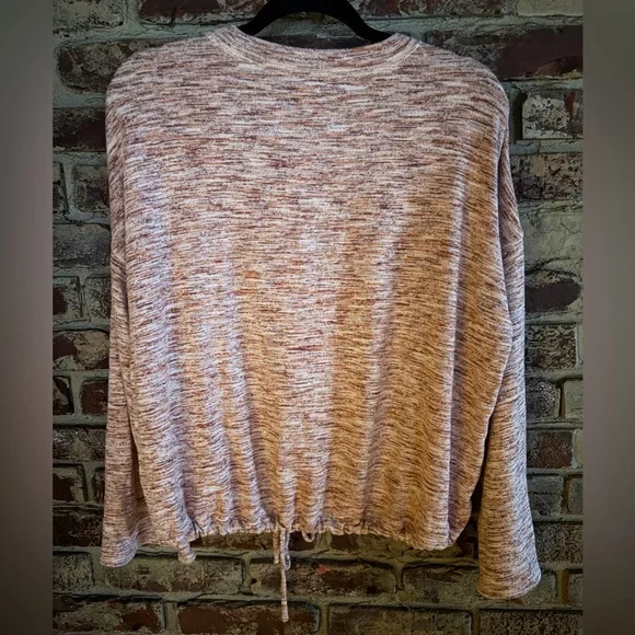 Aerie Cropped Drawstring Sweatshirt Cozy Neutral Lounge Top Size M - Picture 3 of 3